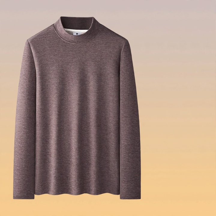 Men's Long Sleeve Base Layer Shirt with Stand-Up Collar