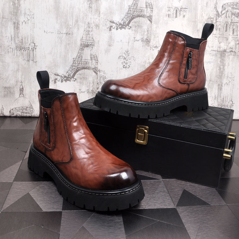Men's Chelsea boots, lined, leather, for winter
