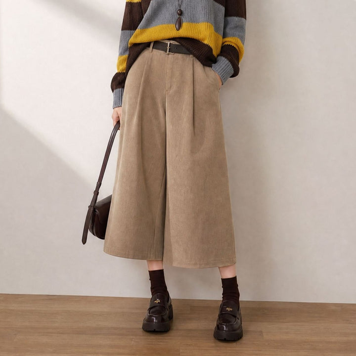Cord pants, straight cut, 7/8 length