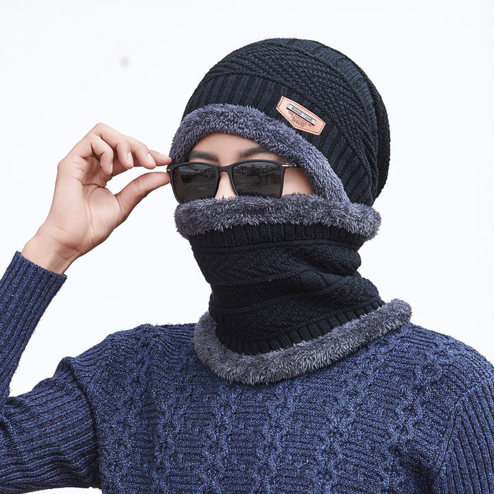 Knitted hat with scarf, 2-piece set, lined