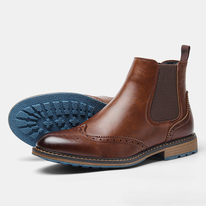 Men's Chelsea Boots, Brogue Design, Breathable
