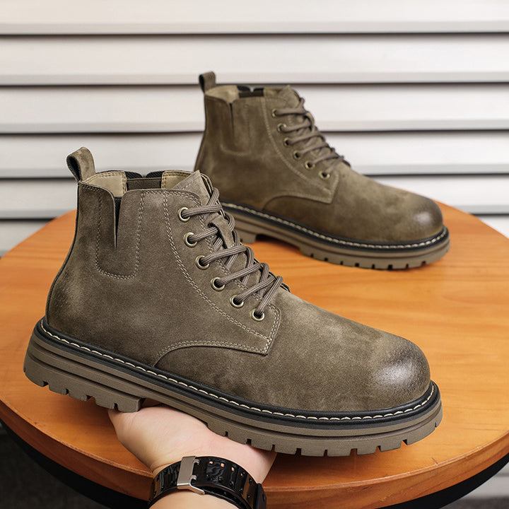 Fashionable men's leather boots in retro style