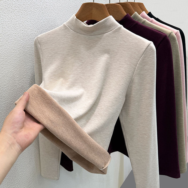 Wool blend turtleneck sweater with thermal lining