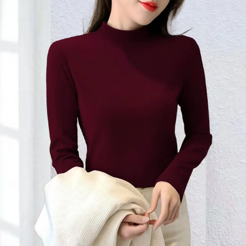 Women's thermal undershirt, half-high collar, lined
