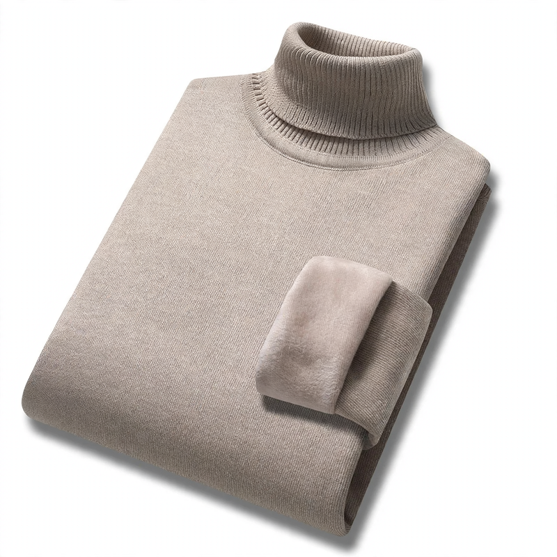 Men's turtleneck sweater, lined, warm, autumn and winter