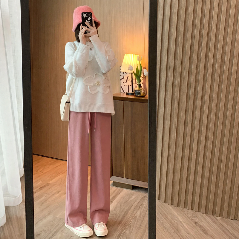 Chenille-Cord-Wide-Pants with High Waist