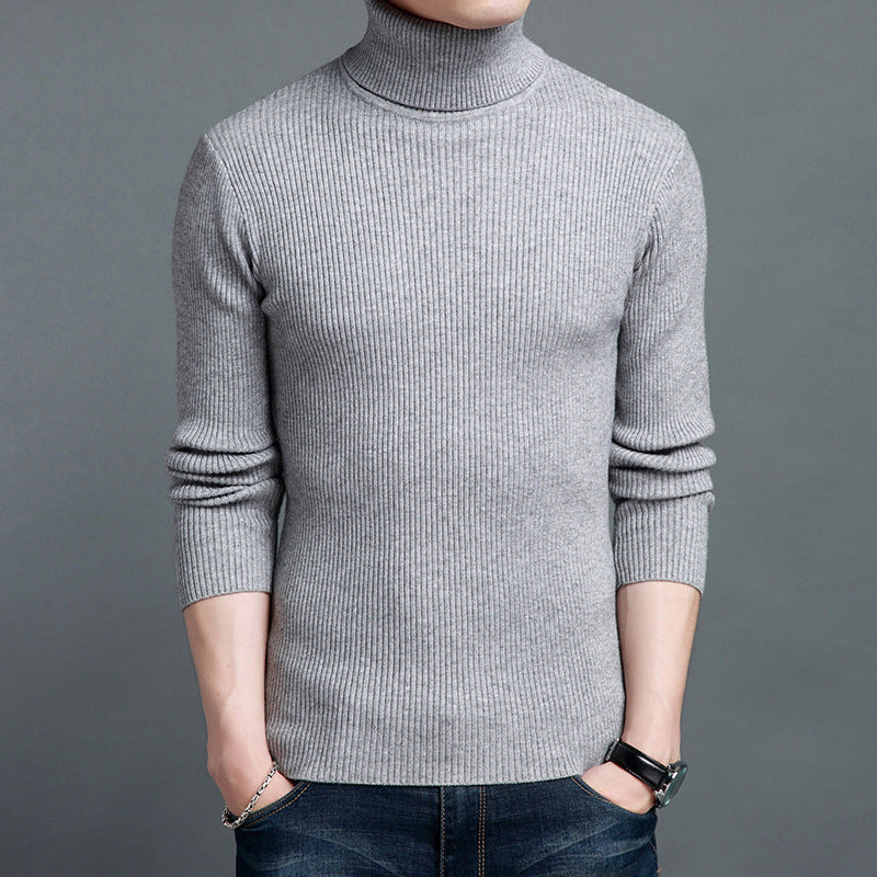 Men's knitted sweater with vertical rib pattern