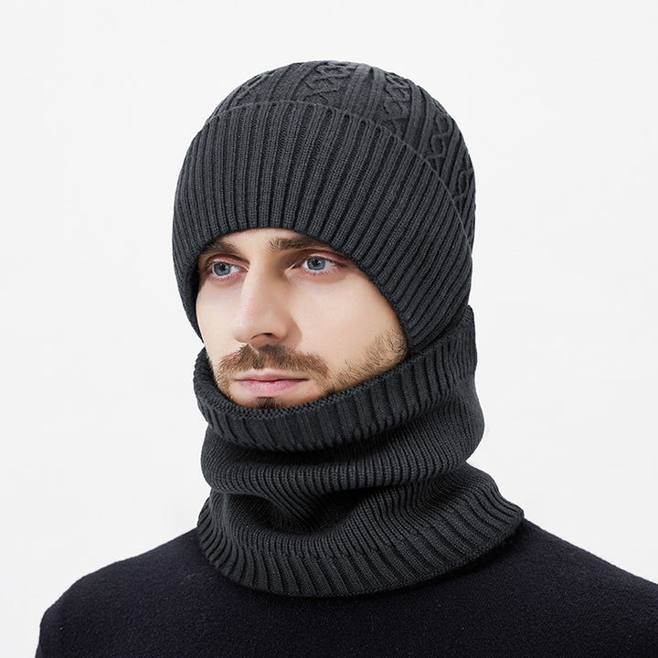 Knit hat and neck warmer set, One size