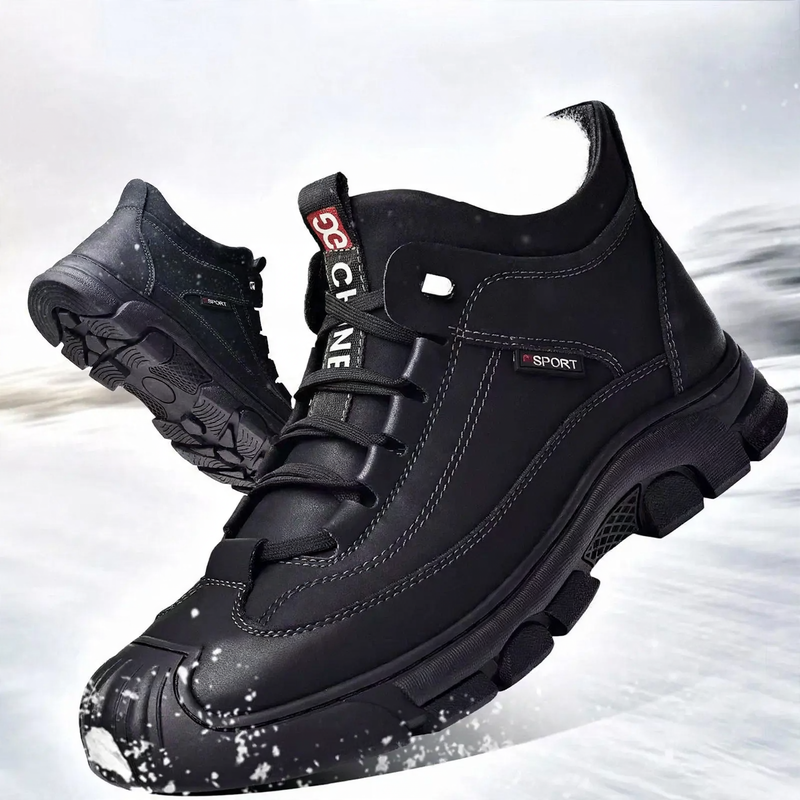 Men's winter boots with warm lining and plateau