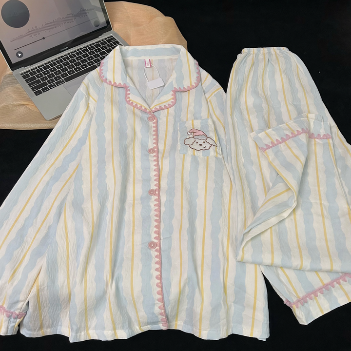 Women's Pajama Set, Cotton, Notched Collar, Long Sleeve