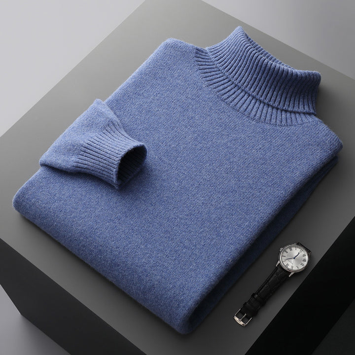 Men's wool sweater with turtleneck, 100% wool