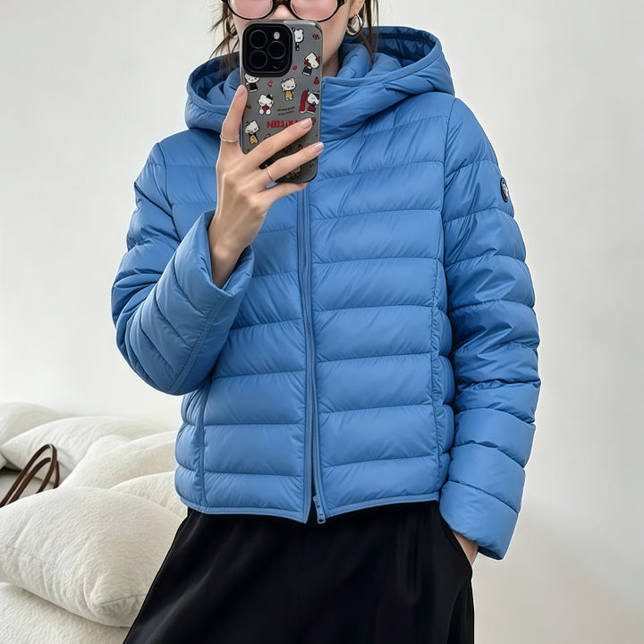 Light down jacket with hood, 90% goose down