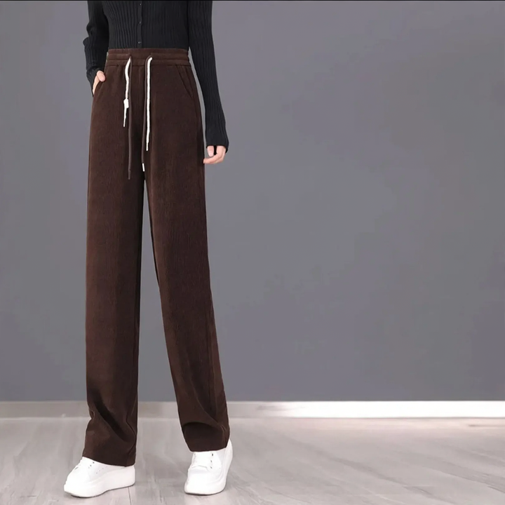 Padded corduroy jogging pants with high waistband