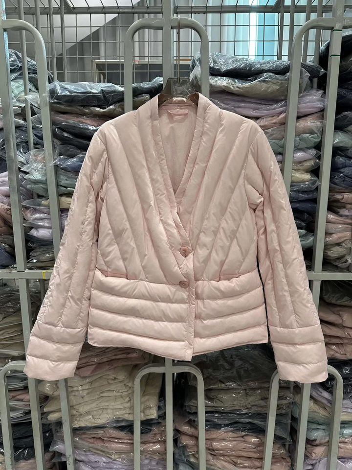 Light V-neck down jacket for women