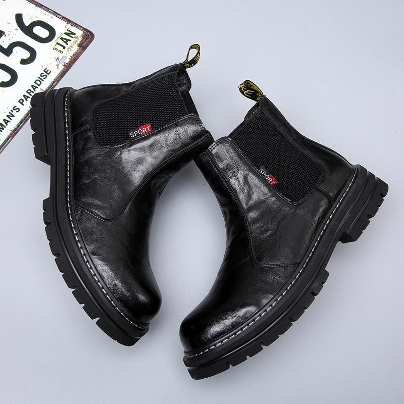 Men's Chelsea boots, lined, vintage style, leather