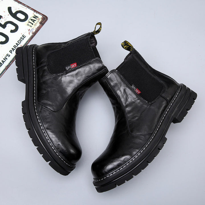 Men's Chelsea boots, lined, vintage style, leather