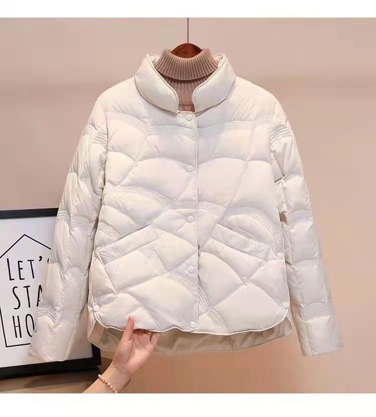 Lightweight, short down jacket for women, white duck down
