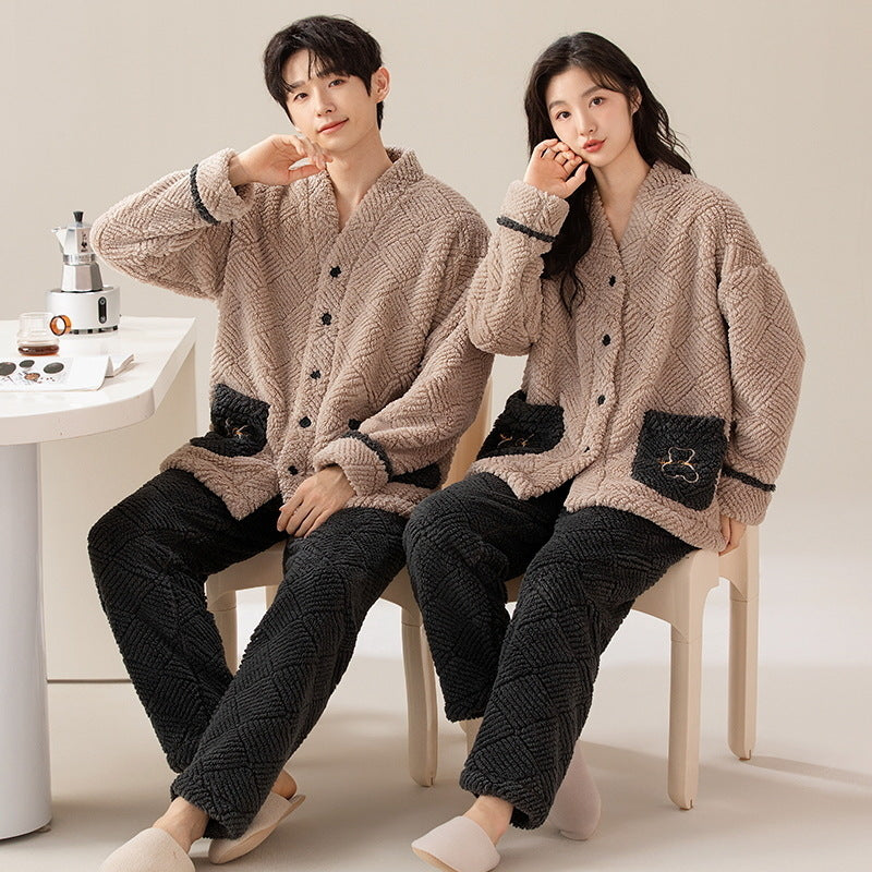 Fluffy flannel loungewear for couples