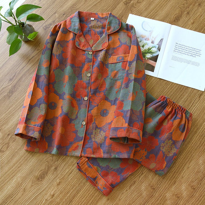 Women's pajamas made of cotton muslin with embroidery