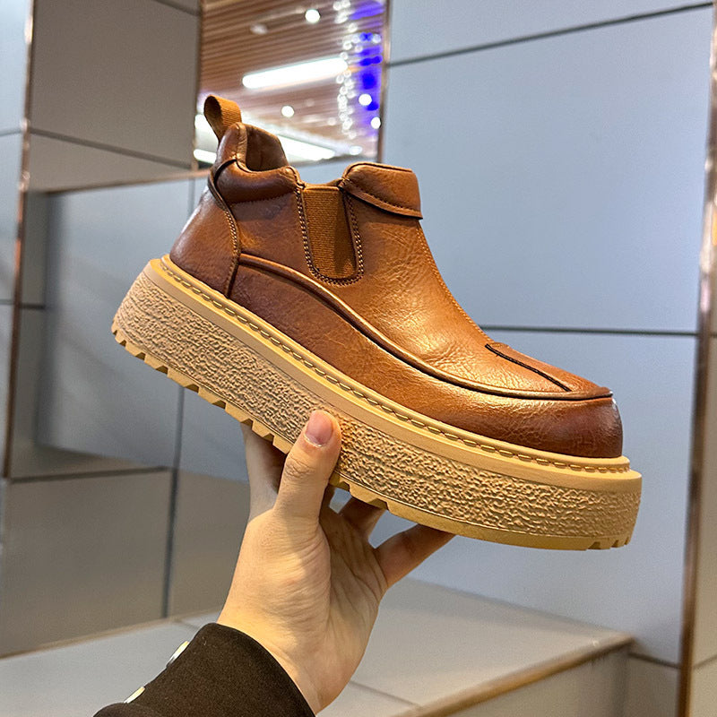Men's Chelsea ankle boots with platform and lining
