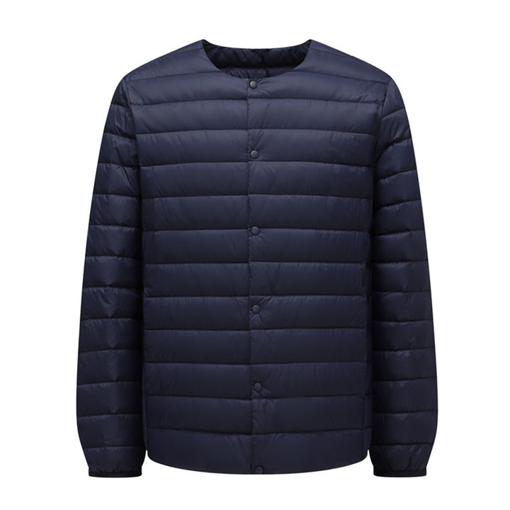 Unisex down jacket, lightweight, with adjustable neckline