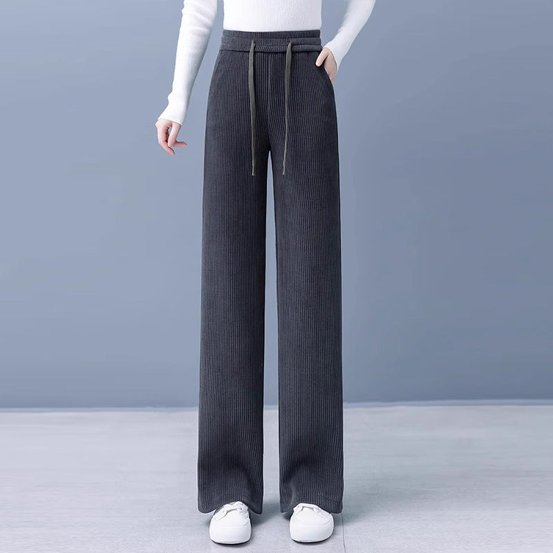Lined corduroy pants with a wide leg