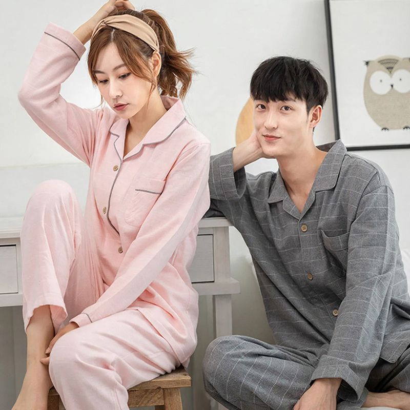 Padded cotton pajamas for men, checkered