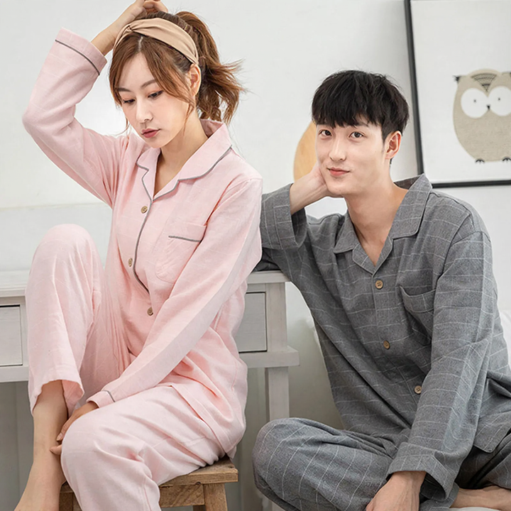Padded cotton pajamas for men, checkered