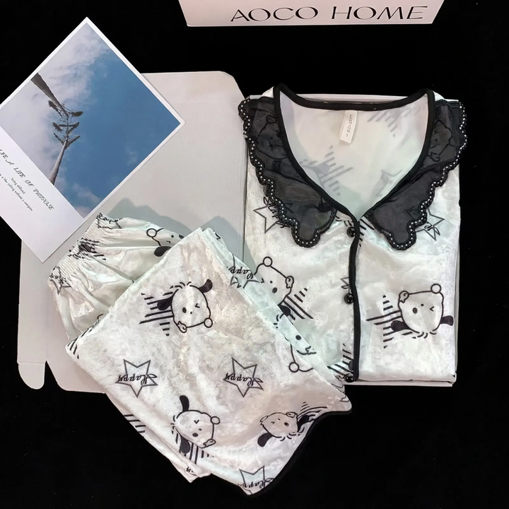 Ladies' Velvet Pajama Set with Breast Pads