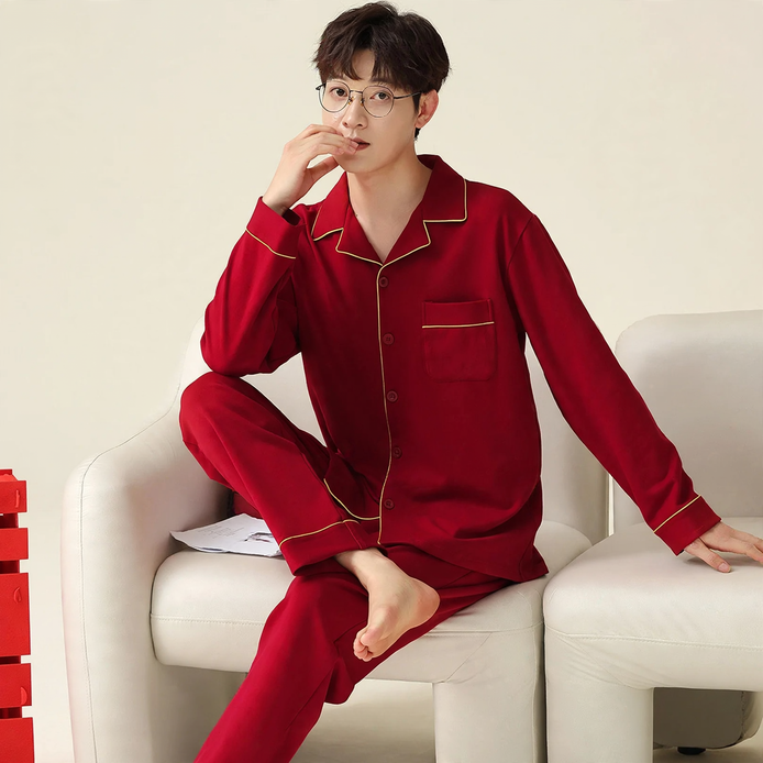 Men's Pajama Set, Cotton, Long Sleeve