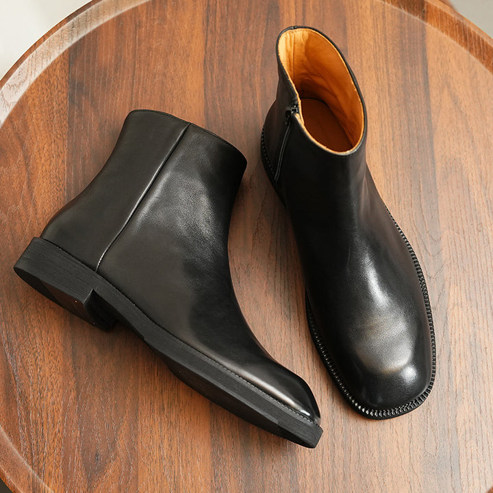 Men's Chelsea boots, cowhide leather, non-slip rubber sole