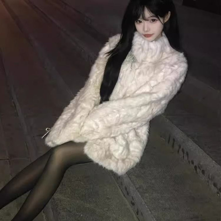 Teddy coat with standing collar, padded
