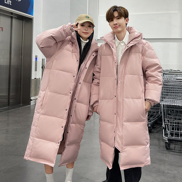 Long down coat, knee-length, for men and women