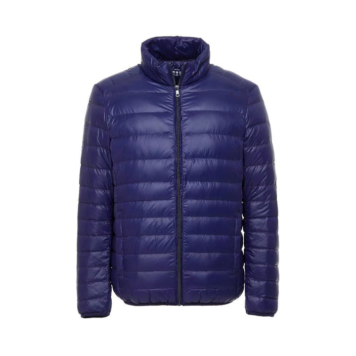 Simple men's down jacket with stand-up collar