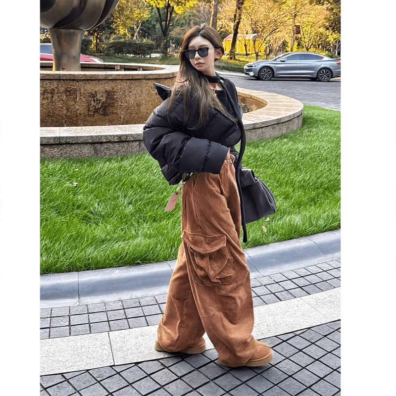 High-Waist Cord Pants in Caramel