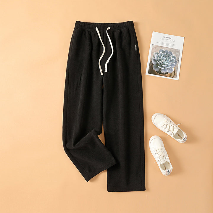 Fleece-lined corduroy pants with high waist