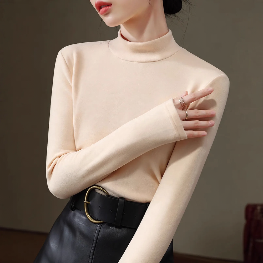 Women's thermal undershirt, half-high collar, lined