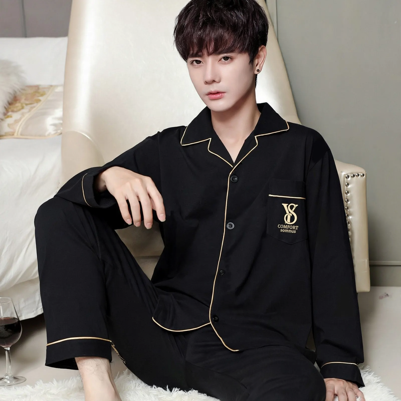 Men's Pajama Set, 100% Cotton, Long Sleeve, Plus Sizes