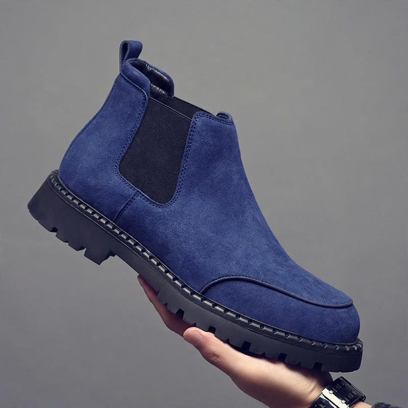 Men's Suede Ankle Boots, Lace-up Shoes with Platform