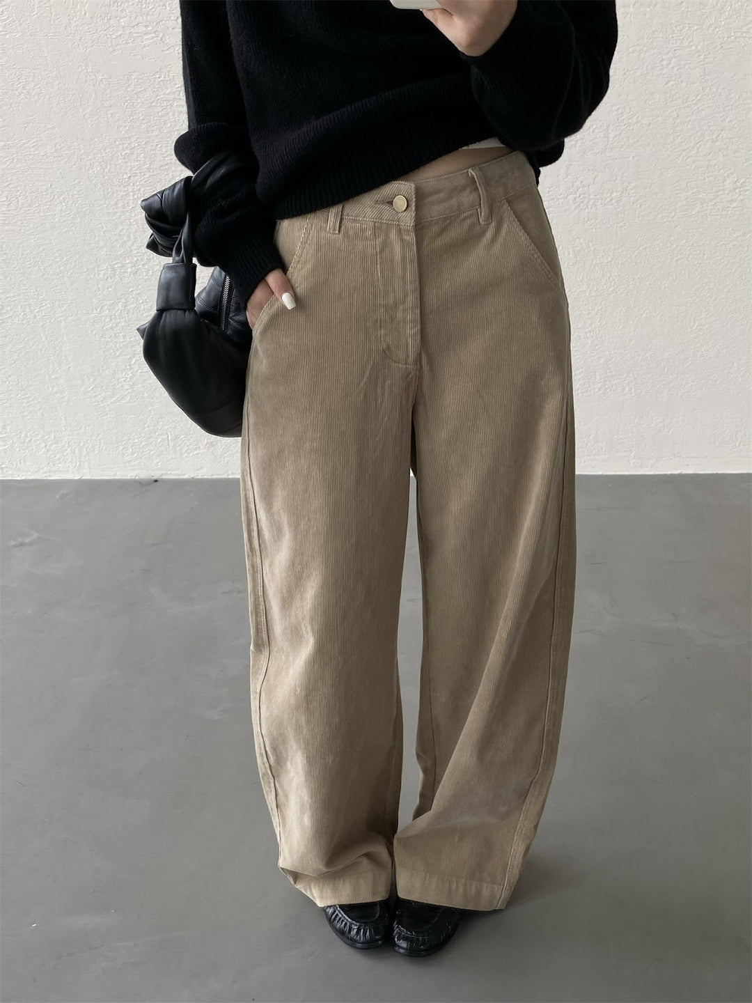Cotton cord trousers, wide cut, lined, Autumn/Winter