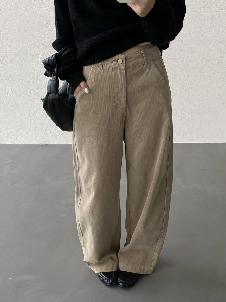 Cotton cord trousers, wide cut, lined, Autumn/Winter