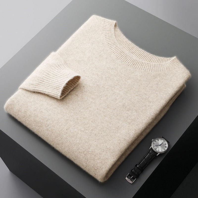 Men's wool sweater with stand-up collar