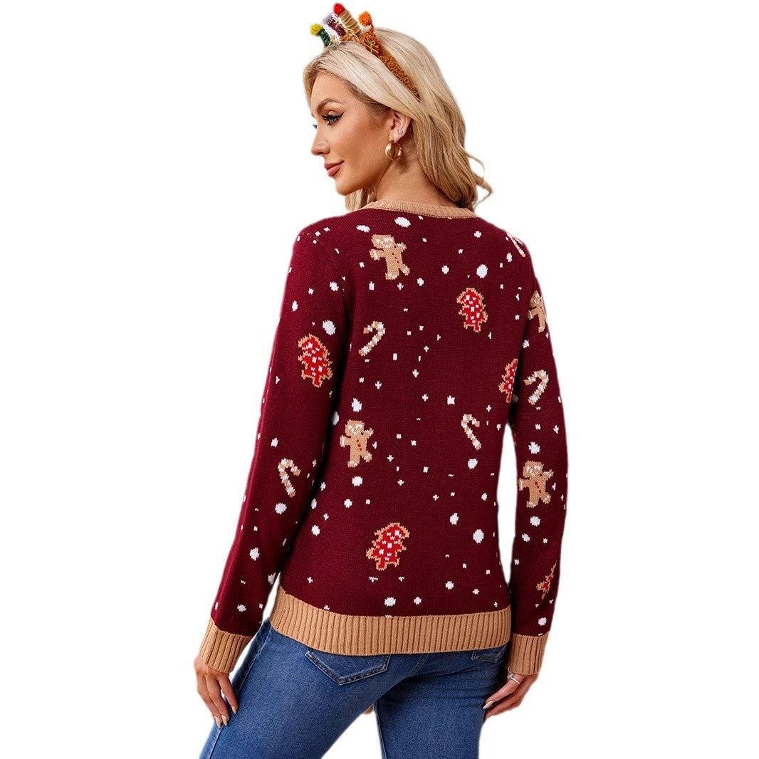 Christmas sweater with gingerbread man motif