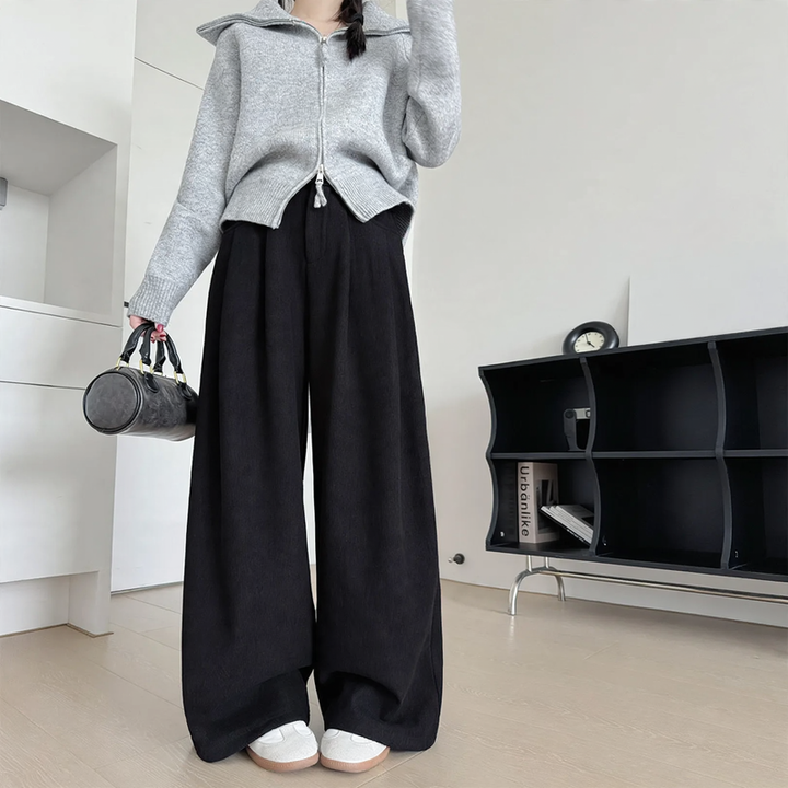 Padded corduroy suit pants with high waist