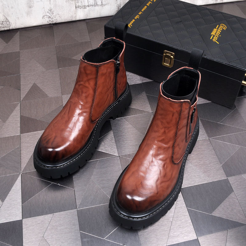 Men's Chelsea boots, lined, leather, for winter