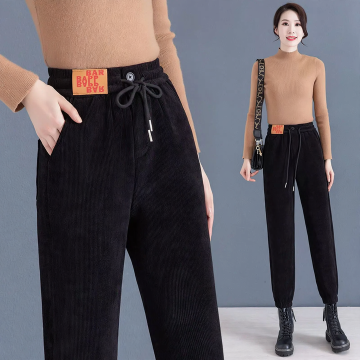 Kord-Relaxed Trousers with High Waist