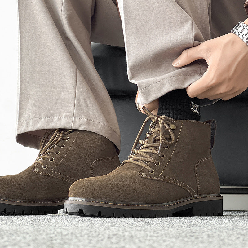 Work boots for men, suede look, British style