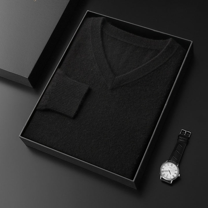 Men's Wool Sweater, V-Neck, Business Style