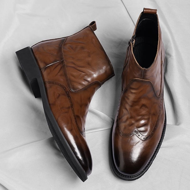 Men's leather boots, business-casual, lined