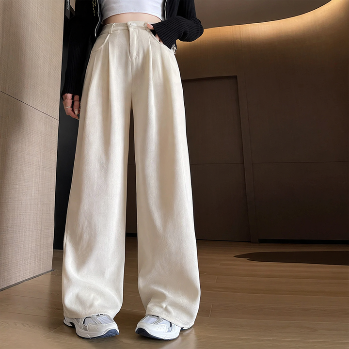 Elegant corduroy suit trousers with wide leg